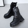 Women's Ankle Boots Motorcycle Round Head Lace-1
