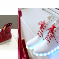  Lace-up Warm Fur Led Colors High Top Boots Light - Thumbnail 6