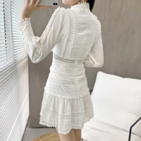  Elegant Lace Women's Mini Dress White Embroidered - Thumbnail 2
