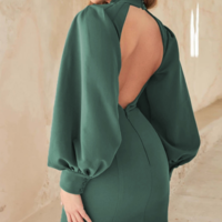 Solid Color Women'S Long Sleeves Backless Skinny Dress - Thumbnail 1