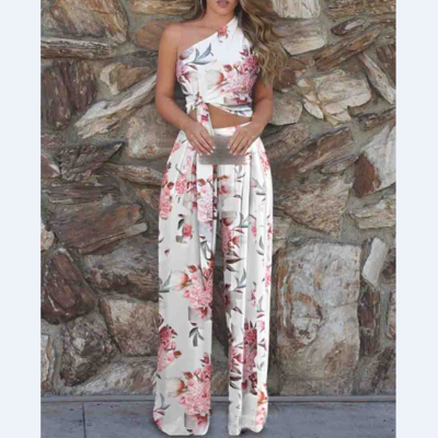 Fashion sleeveless print two-piece set