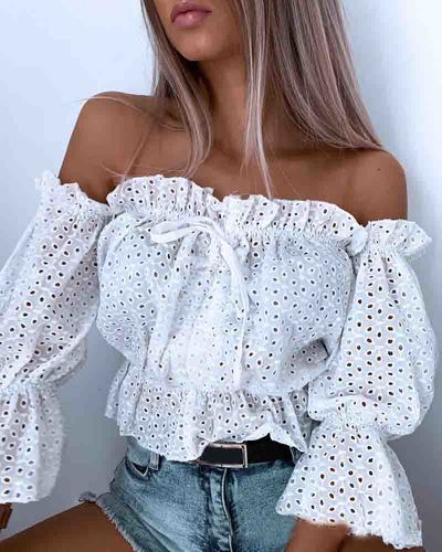 Long Sleeve Women'S Solid Color Chiffon Shirt Top