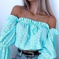 Long Sleeve Women'S Solid Color Chiffon Shirt Top - Thumbnail 1