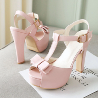 Bowtie Women Gladiator Sandals High Chunky  - Thumbnail 6