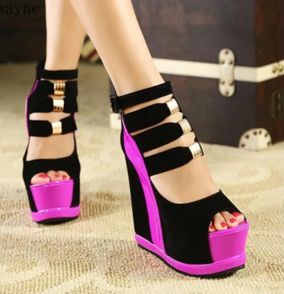 High heel 14cm Peep Toe Mixed Colors Sexy Shoe