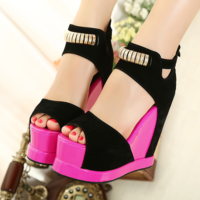 High heel 14cm Peep Toe Mixed Colors Sexy Shoe - Thumbnail 1