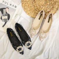 String Bead Round Buckle Flats Ballet Shoes  - Thumbnail 2