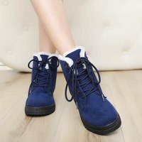Warm Snow Boots Casual Solid Color Flat Short - Thumbnail 3