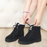 Warm Snow Boots Casual Solid Color Flat Short - Thumbnail 1