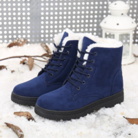 Warm Snow Boots Casual Solid Color Flat Short - Thumbnail 5