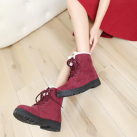 Warm Snow Boots Casual Solid Color Flat Short - Thumbnail 8