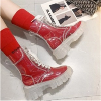 Transparent Platform Boots With Sock Candy Color - Thumbnail 3