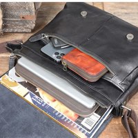 Casual Men's Genuine Leather Briefcase First Layer - Thumbnail 3