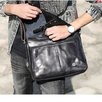 Casual Men's Genuine Leather Briefcase First Layer - Thumbnail 1