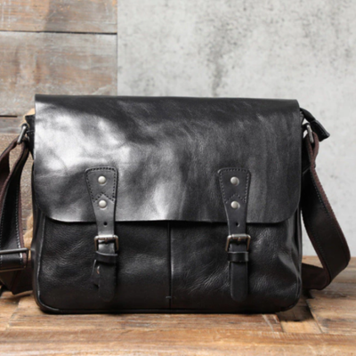 Casual men's genuine leather briefcase first layer