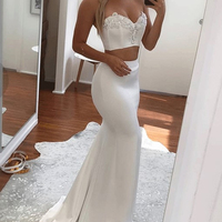 SP1794,White Sweetheart Two Piece Mermaid Prom Dress,Applique White Evening Dress - Thumbnail 1