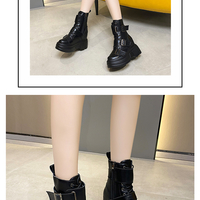 Women Thick Sole Ankle Boots Leather Wedge  - Thumbnail 5