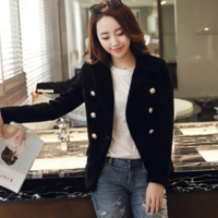  Women Slim Velvet Blazers Classic Double Breasted - Thumbnail 7