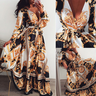  boho summer retro vintage floral print long - Thumbnail 3