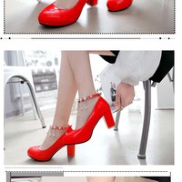  Strap High Heels Crystal Wedding Shoes Bridesmaid - Thumbnail 5