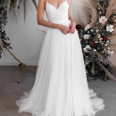 Sp1800,elegant white lace chiffon spaghetti straps sheath long wedding gown bridal dresses