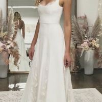 SP1802,Elegant A-Line Square Neck White Beach Wedding Dresses Wedding Gown With Lace - Thumbnail 1