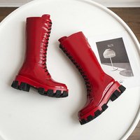 Knee High Boots Platform Square Heel Ladies - Thumbnail 2