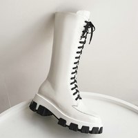 Knee High Boots Platform Square Heel Ladies - Thumbnail 4