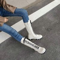 Knee High Boots Platform Square Heel Ladies - Thumbnail 5