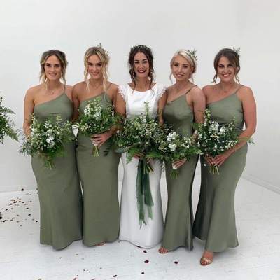 Sp1814,olivia green strap mermaid floor length bridesmaid dresses