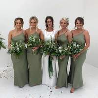 SP1814,Olivia Green Strap Mermaid Floor Length Bridesmaid Dresses - Thumbnail 1