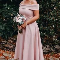 SP1816,Off the shoulder satin ankle length bridesmaid dresses - Thumbnail 1