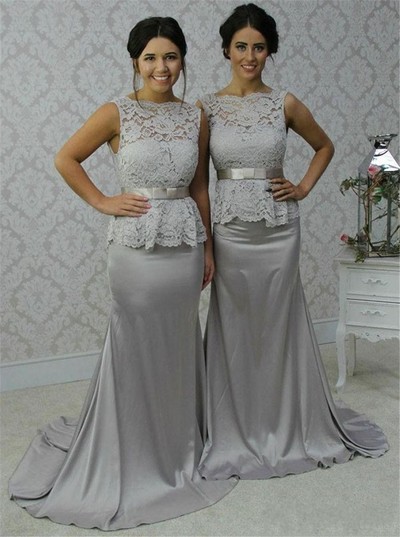 SP1820,Sexy Grey Bridesmaid Dresses Lace Mermaid Bridesmaid Dresses