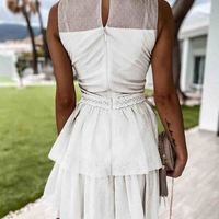 Lace Stitching Mesh Sleeveless Dress - Thumbnail 3