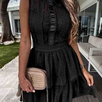 Lace Stitching Mesh Sleeveless Dress - Thumbnail 4
