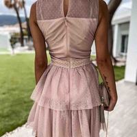 Lace Stitching Mesh Sleeveless Dress - Thumbnail 5