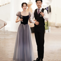 Cute tulle long A line prom dress evening gown - Thumbnail 3