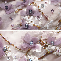 Purple tulle long A line prom dress evening gown - Thumbnail 6