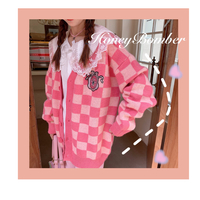 New sweet plaid embroidered sweater - Thumbnail 5