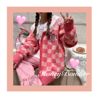 New sweet plaid embroidered sweater - Thumbnail 3