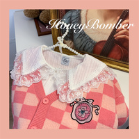 New sweet plaid embroidered sweater - Thumbnail 7