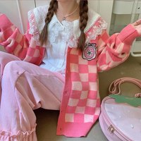 New sweet plaid embroidered sweater - Thumbnail 4