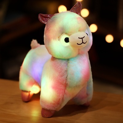 New cute rainbow luminous alpaca plush doll - Thumbnail 3