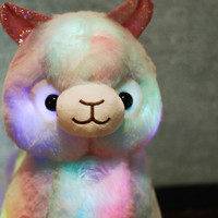 New cute rainbow luminous alpaca plush doll - Thumbnail 6