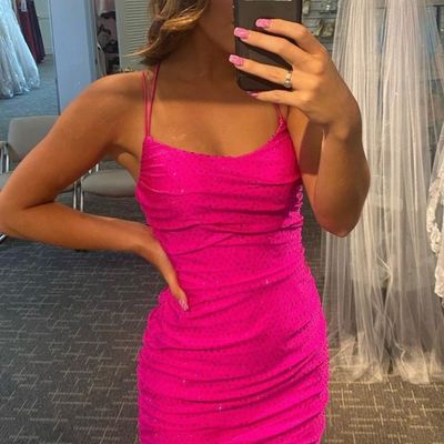 Sp1863,sexy homecoming dresses,short prom dress off the shoulder straps ,formal dress,rosy pink dance dresses,back to school party gown - Thumbnail 3