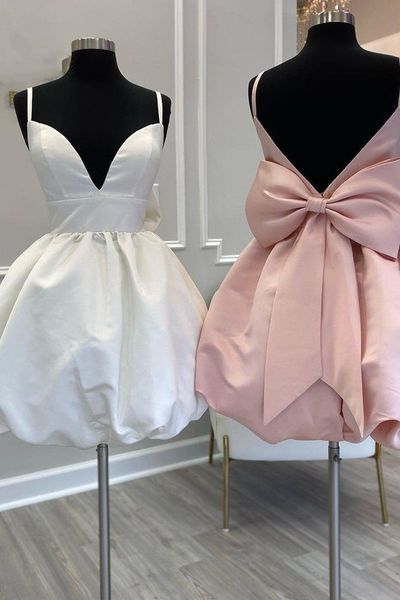 SP1873,Cute V-Neck Homecoming Dresses Short Party Dress with Bow