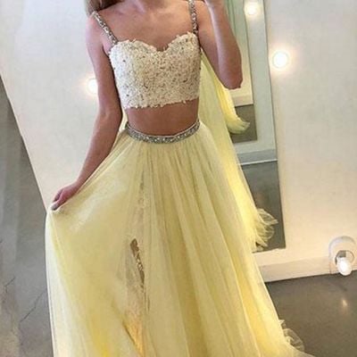 Sp1875,chic two pieces sweetheart tulle floor length prom dress - Thumbnail 2