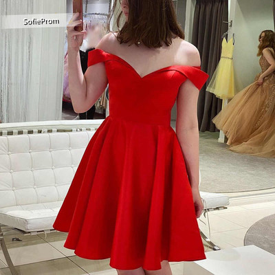 SP1876,Cheap off the shoulder satin a line mini homecoming dresses
