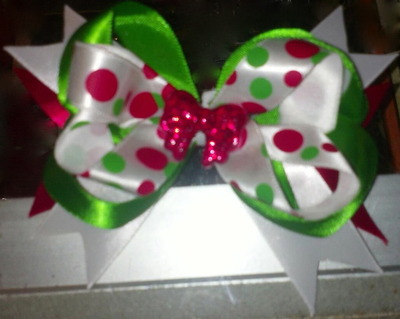 Red and Green Holiday Polka Dot Bow
