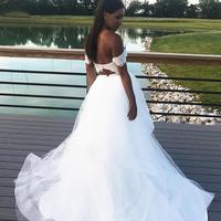 SP1887,Off-the-Shoulder Tulle White Long Prom Dress,Princess Bridal Dress - Thumbnail 1